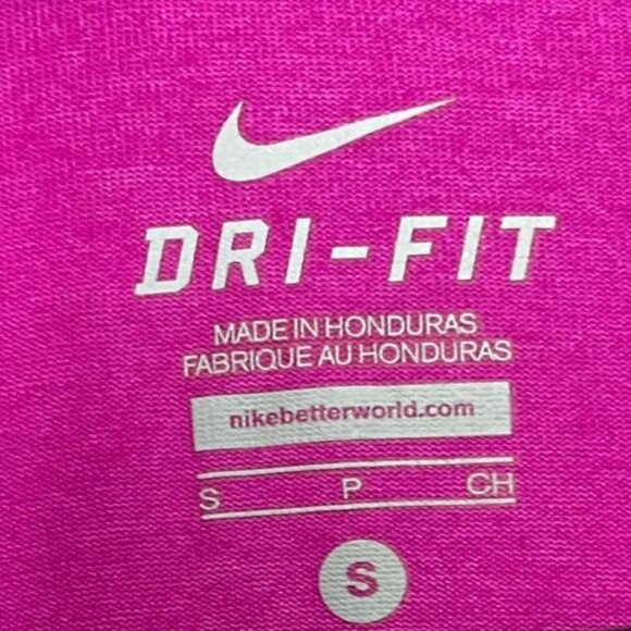 Nike Dri Fit Magenta V Neck Short Sleeve Shirt Size Small EUC - Picture 3 of 3